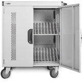 Rocstor Volt V32 Charging Cart with Intelligent Power Charging - Up to 32 Device - Intelligent Power Charging Cart for Notebooks, Chromebook&reg;, MacBook&reg;, and Macbook&reg; Pro - 3 Shelves - 4 Heavy Duty 5" Medical Grade Casters - Steel Construction-