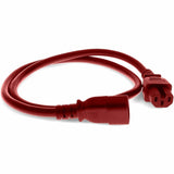 Addon 4ft C14 Male to C15 Female 14AWG 100-250V at 15A Red Power Cable