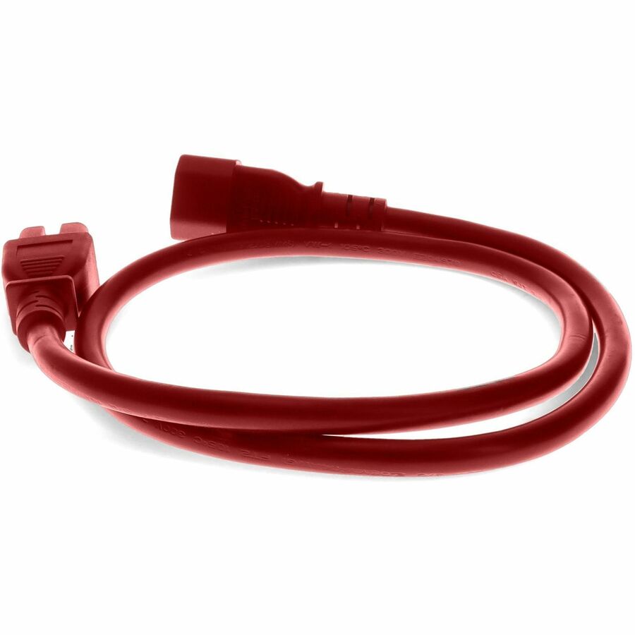 Addon 4ft C14 Male to C15 Female 14AWG 100-250V at 15A Red Power Cable