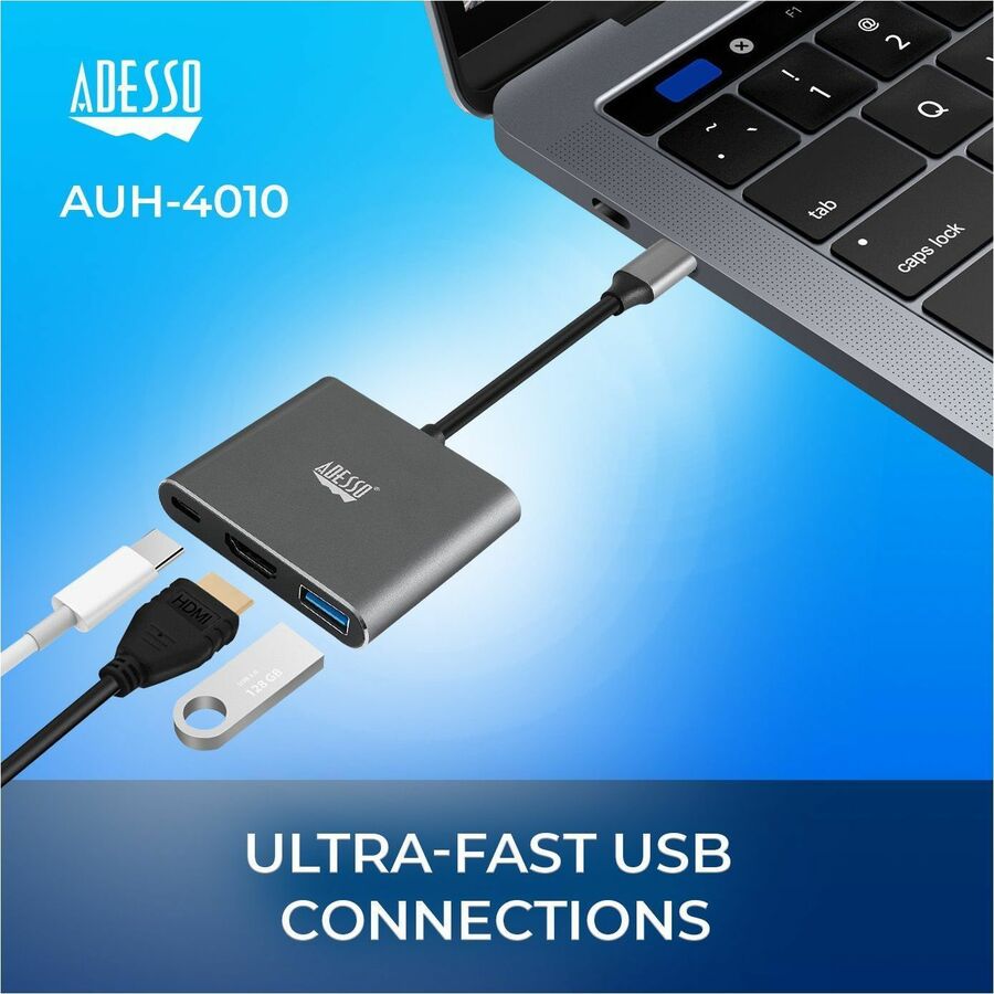 Adesso 3-IN-1 USB-C Multi-Port Docking Station (TAA Compliant)