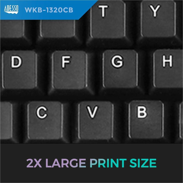 Adesso WKB-1320CB Antimicrobial Wireless Desktop Keyboard and Mouse