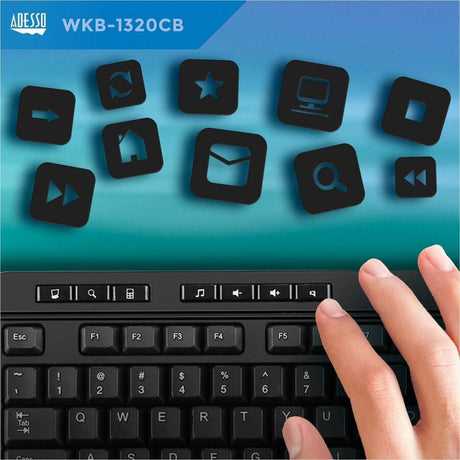 Adesso WKB-1320CB Antimicrobial Wireless Desktop Keyboard and Mouse