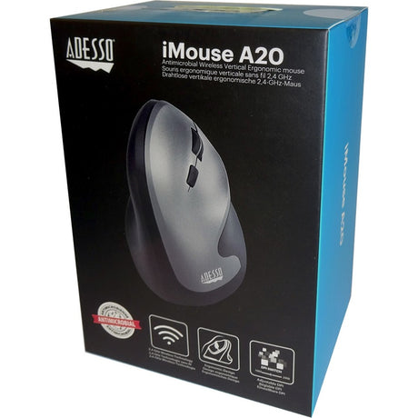 Adesso Antimicrobial Wireless Vertical Ergonomic Mouse