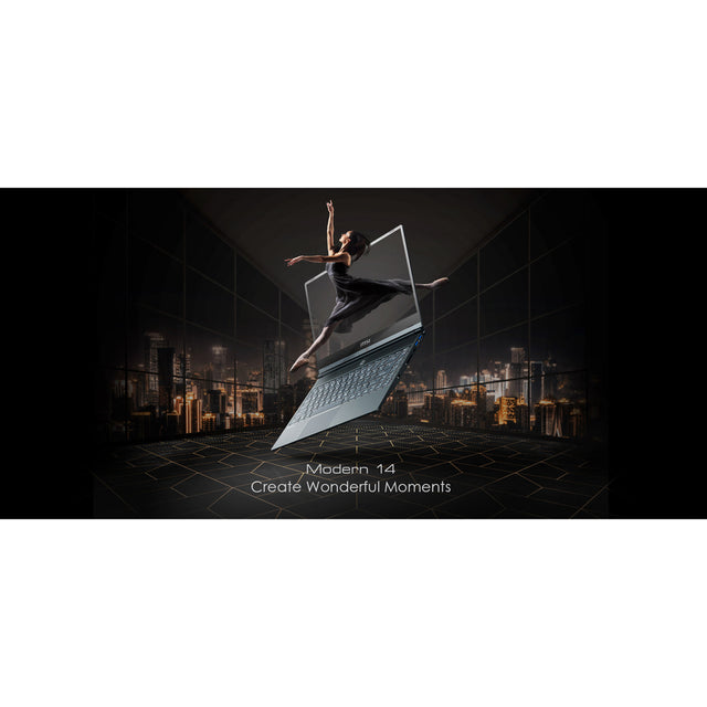 MSI Modern 14 in Ultrabook Laptop Intel Core i5-10210U 8GB 256 GB Win 10 Pro - Onyx Black