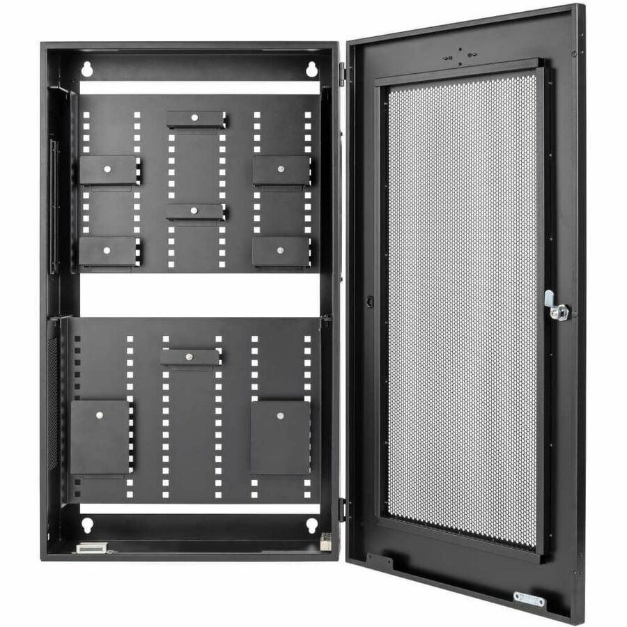 Eaton Tripp Lite Series SmartRack 3U Low-Profile Vertical-Mount Switch-Depth Wall-Mount Structured Wiring Enclosure, Adjustable Equipment Brackets