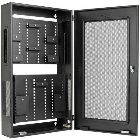 Eaton Tripp Lite Series SmartRack 3U Low-Profile Vertical-Mount Switch-Depth Wall-Mount Structured Wiring Enclosure, Adjustable Equipment Brackets