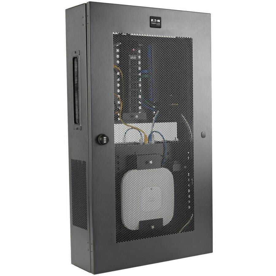 Eaton Tripp Lite Series SmartRack 3U Low-Profile Vertical-Mount Switch-Depth Wall-Mount Structured Wiring Enclosure, Adjustable Equipment Brackets