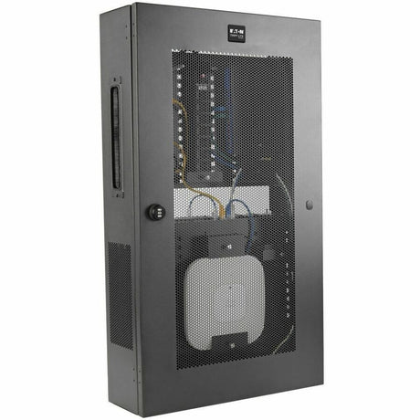 Eaton Tripp Lite Series SmartRack 3U Low-Profile Vertical-Mount Switch-Depth Wall-Mount Structured Wiring Enclosure, Adjustable Equipment Brackets