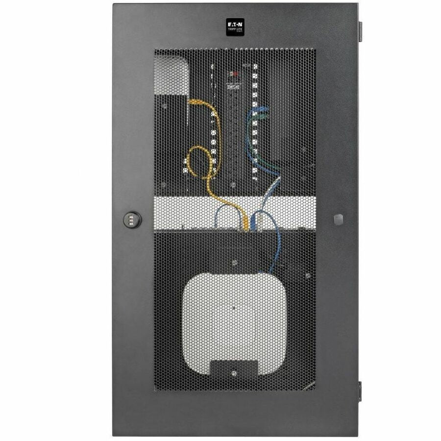 Eaton Tripp Lite Series SmartRack 3U Low-Profile Vertical-Mount Switch-Depth Wall-Mount Structured Wiring Enclosure, Adjustable Equipment Brackets