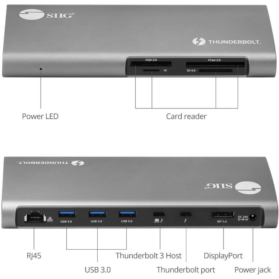 SIIG Thunderbolt 3 to Dual 4K Monitor Docking Station with PD - Titan Ridge