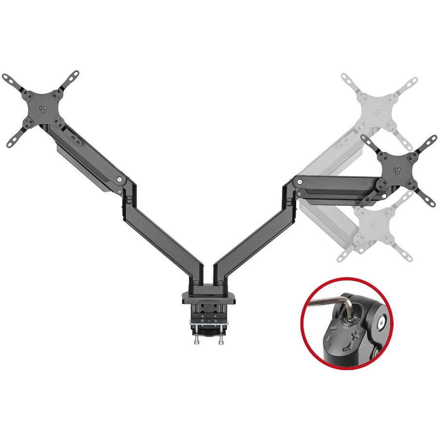 SIIG Dual Monitor Heavy-Duty Premium Aluminum Gas Spring Desk Mount - up to 43"