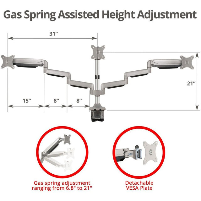 TRIPLE GAS SPRING C-CLAMP DESK