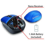 Verbatim Wireless Mini Travel Mouse, Commuter Series - Blue