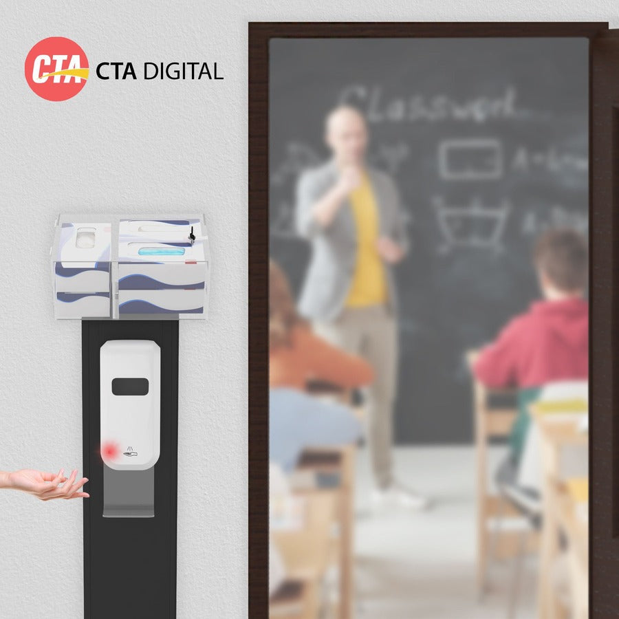 CTA Digital Premium Locking Sanitizing Station Stand with Graphic Card Slot (Black)