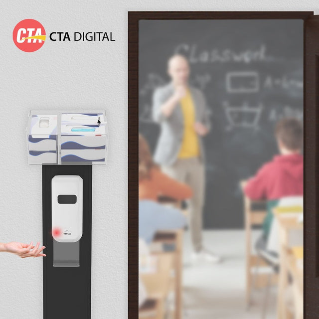 CTA Digital Premium Locking Sanitizing Station Stand with Graphic Card Slot (Black)