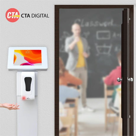 CTA Digital Premium Locking Floor Stand Kiosk with Automatic Soap Dispenser (White)