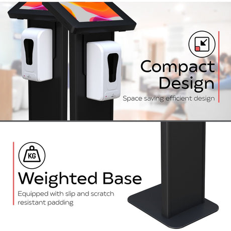 CTA Digital Premium Locking Floor Stand Kiosk with Graphic Card Slot and Automatic Soap Dispenser (Black)