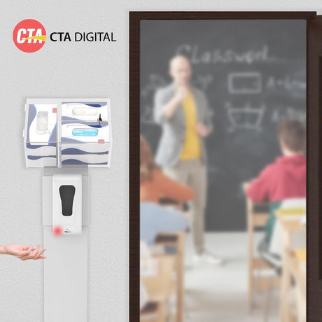CTA Digital Premium Locking Sanitizing Station Stand (White)