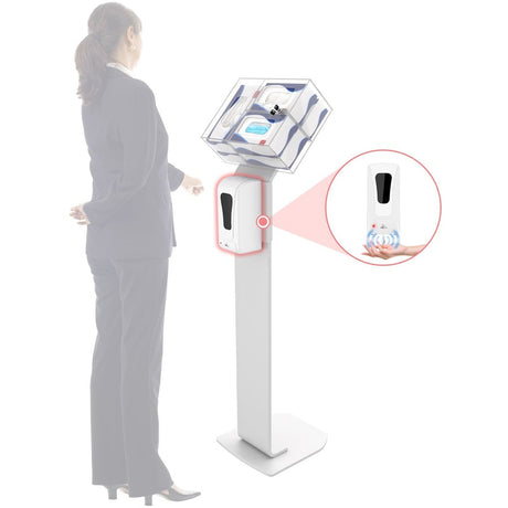 CTA Digital Premium Locking Sanitizing Station Stand (White)