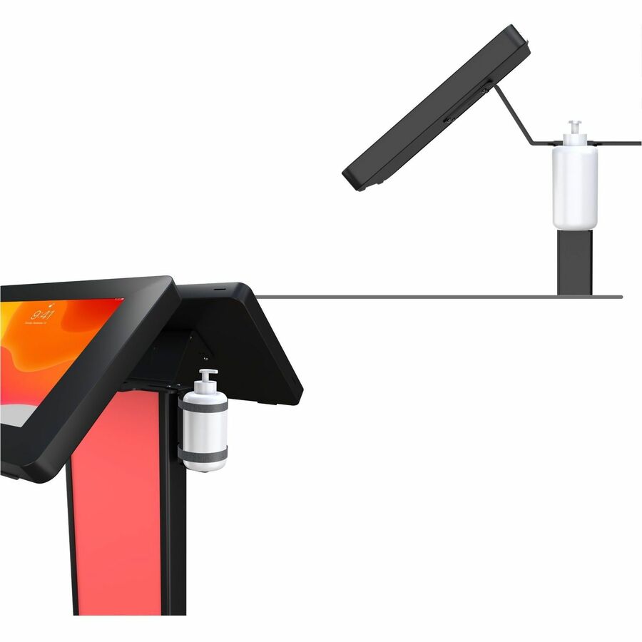 CTA Digital Premium Dual Enclosure Locking Floor Stand Kiosk with Graphic Card Slot and Soap Dispenser Bracket (Black)