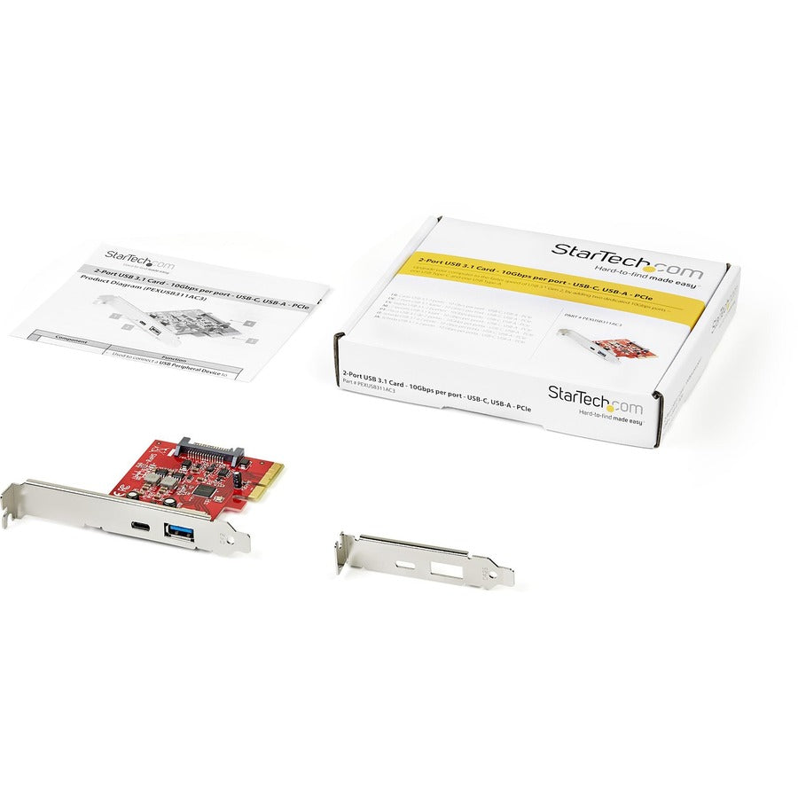 StarTech.com 2-Port 10Gbps USB-A & USB-C PCIe Card Adapter - USB 3.2 Gen 2 PCI Express Expansion Add-On Card - Windows, macOS, Linux