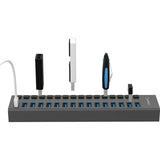 Sabrent USB 3.0 16-Port Aluminum Hub with Power Switches and LEDs (HB-PU16)