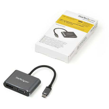 StarTech.com USB C Multiport Video Adapter - USB-C to 4K 60Hz DisplayPort 1.2 HBR2 HDR or 1080p VGA Monitor Adapter - USB Type-C 2-in-1