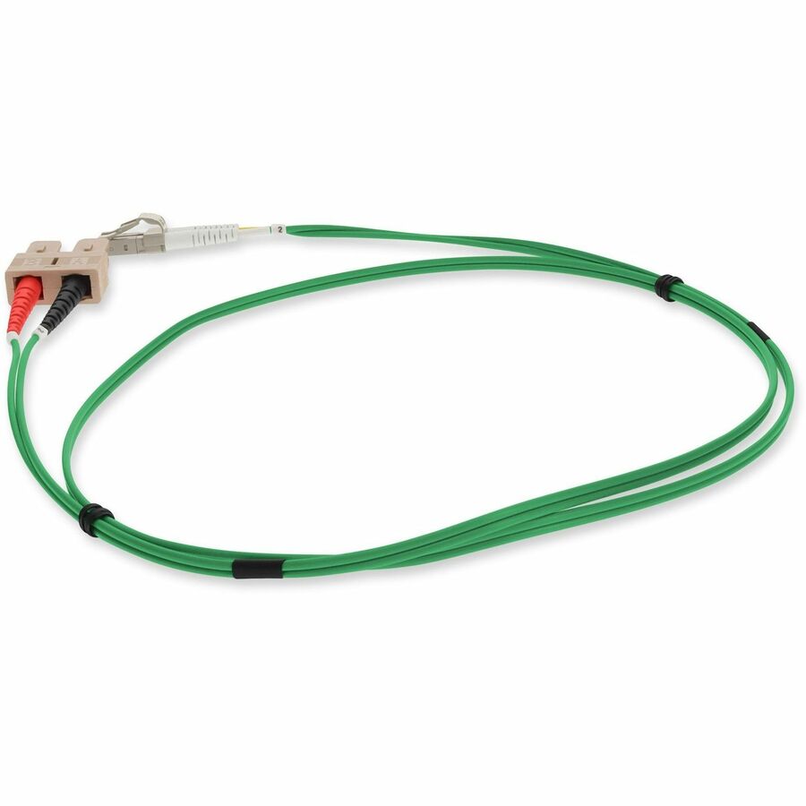 AddOn 3m SC (Male) to LC (Male) Green OM4 Duplex Fiber OFNP (Plenum-Rated) Patch Cable