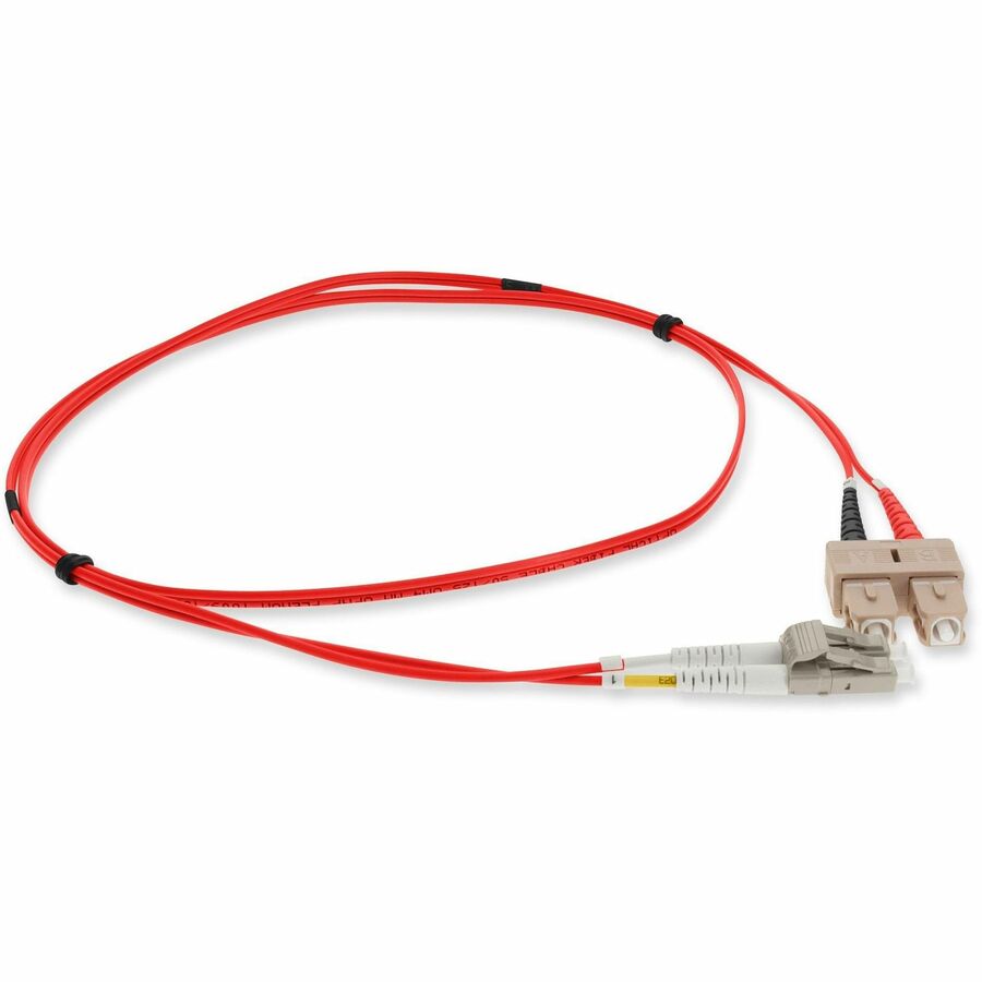 AddOn 3m SC (Male) to LC (Male) Red OM4 Duplex Fiber OFNP (Plenum-Rated) Patch Cable