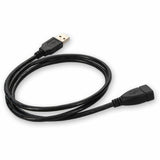 AddOn 3ft USB A 2.0 Male to Female Black Cable