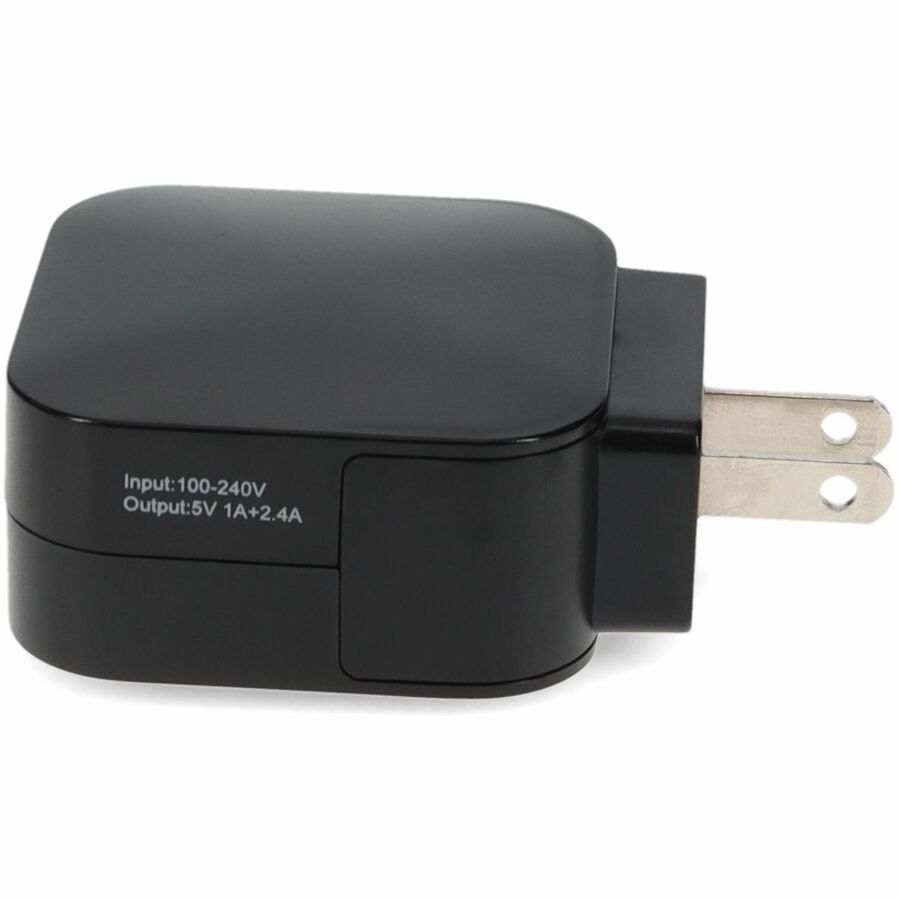 AddOn Wall Plug to 2x USB 5v 3.4A for US Black