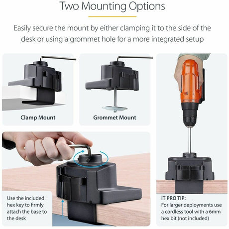 StarTech.com Desk Mount Monitor Arm with 2x USB 3.0 ports for VESA Display up to 34" (17.6lb/8kg), C-Clamp/Grommet, Mechanical Spring