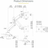 StarTech.com Desk Mount Monitor Arm with 2x USB 3.0 ports, Slim Single Monitor VESA Mount up to 34" (17.6lb/8kg) Display, C-Clamp/Grommet