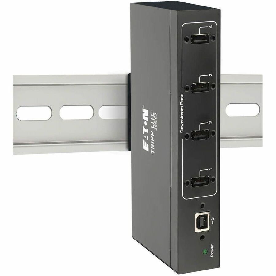 Eaton Tripp Lite Series 4-Port Industrial-Grade USB 2.0 Hub - 15 kV ESD Immunity, Metal Housing, Wall/DIN Mountable