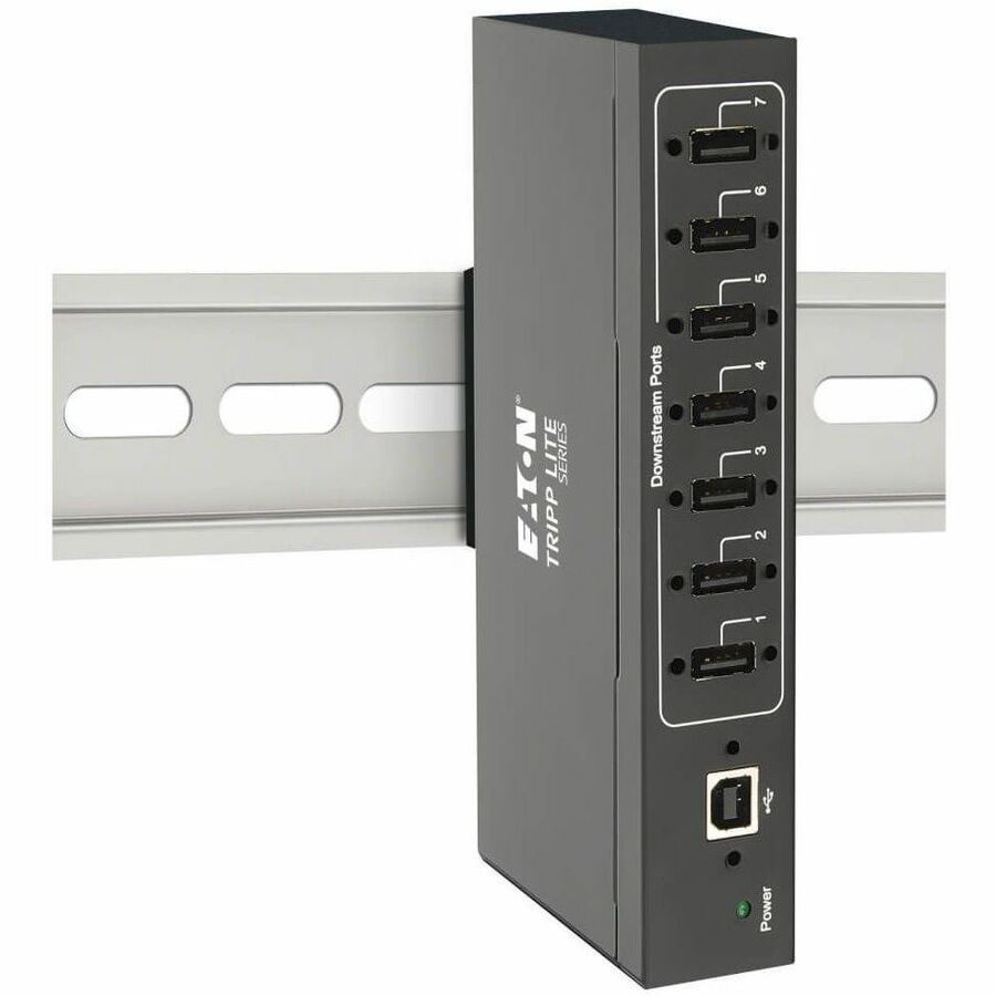 Eaton Tripp Lite Series 7-Port Industrial-Grade USB 2.0 Hub - 15 kV ESD Immunity, Metal Housing, Wall/DIN Mountable