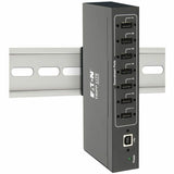 Eaton Tripp Lite Series 7-Port Industrial-Grade USB 2.0 Hub - 15 kV ESD Immunity, Metal Housing, Wall/DIN Mountable