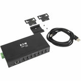 Eaton Tripp Lite Series 7-Port Industrial-Grade USB 2.0 Hub - 15 kV ESD Immunity, Metal Housing, Wall/DIN Mountable