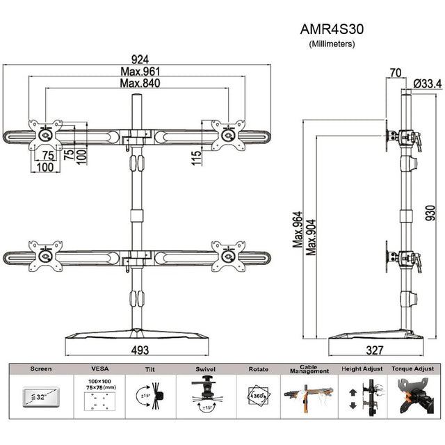 QUAD MONITOR STAND MOUNT