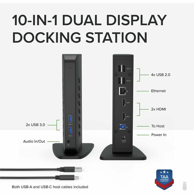 Plugable USB 3.0 and USB-C Universal Laptop Docking Station for Windows and Mac