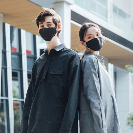 Moshi OmniGuard&trade; Mask with 3 Replaceable Nanohedron Filters - Ocean Black (L) PM 0.075 Filtration, Antibacterial Treatment, Washable and Reusable, Includes Carry Pouch