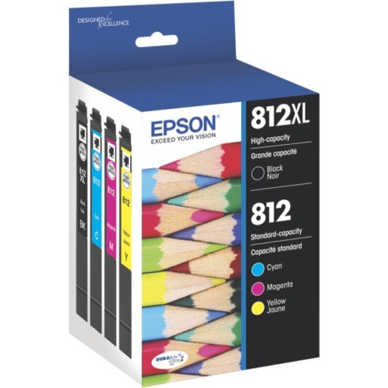Epson&reg; 812XL/812 DuraBrite&reg; Ultra High-Yield Black And Cyan/Yellow/Magenta Ink Cartridges, Pack Of 4, T812XL-BCS