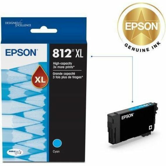 Epson DURABrite Ultra T812 Original High Yield Inkjet Ink Cartridge - Cyan - 1 Each