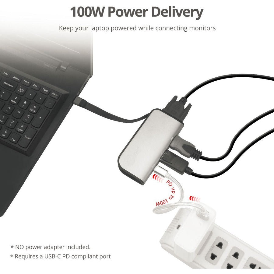 USB-C to Multi-Video MST Hub with 100W PD 3.0 - 4K@60Hz Ultra HD