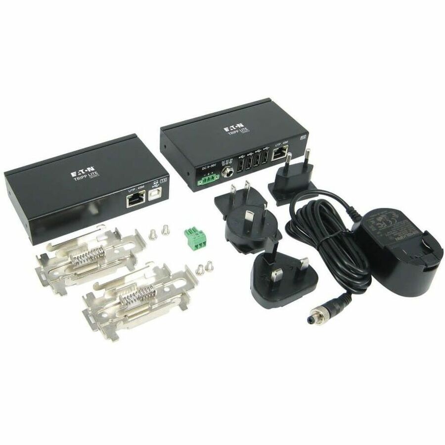 Eaton Tripp Lite Series 4-Port Industrial USB over Cat6 Extender, ESD Protection, PoC - USB 2.0, Mountable, 150 ft. (45.72 m), TAA