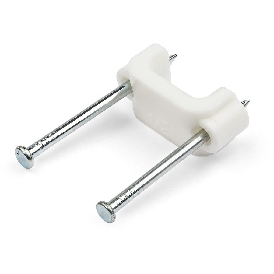 StarTech.com 100 Pack Cable Clips with Nails - Two Steel Nails - Reusable Nail-in Clamps - Cord Mounting Clips/Fasteners/Tacks White - TAA