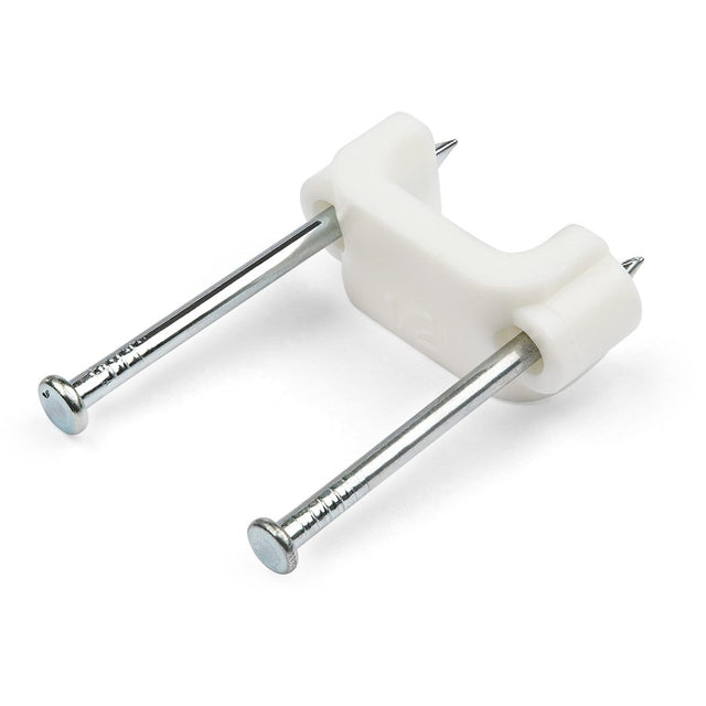 StarTech.com 100 Pack Cable Clips with Nails - Two Steel Nails - Reusable Nail-in Clamps - Cord Mounting Clips/Fasteners/Tacks White - TAA