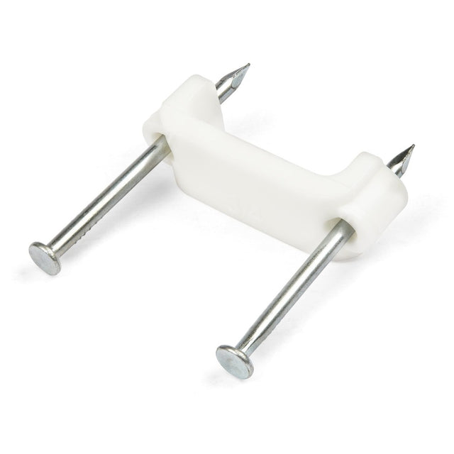StarTech.com 100 Pack Cable Clips with Nails - Two Steel Nails - Reusable Nail-in Clamps - Cord Mounting Clips/Fasteners/Tacks White - TAA