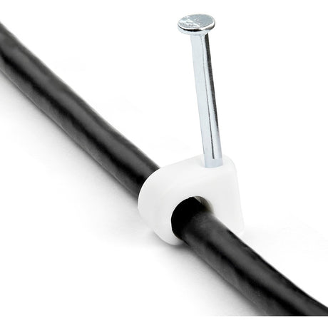 StarTech.com 100 Pk (M) Cable Clips w/ Nail - Reusable Nail-in Clamps - Cord Mounting/Holding Clips - Cable Tacks Wire Fasteners White TAA