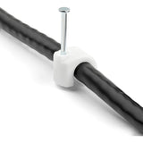 StarTech.com 100 Pk (L) Cable Clips w/ Nail - Reusable Nail-in Clamps - Cord Mounting/Holding Clips - Cable Tacks Wire Fasteners White TAA