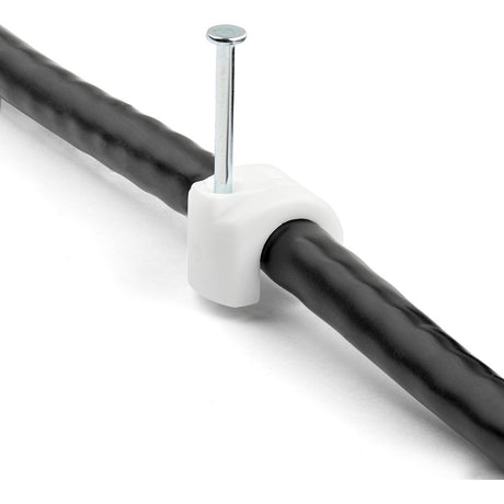 StarTech.com 100 Pk (L) Cable Clips w/ Nail - Reusable Nail-in Clamps - Cord Mounting/Holding Clips - Cable Tacks Wire Fasteners White TAA